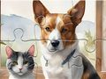 Permainan Puzzle Jigsaw: Lukisan Cat Minyak Anjing dan Kucing  secara online
