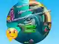 Permainan Round Jigsaw Puzzle Collect Pictures of Funny Ocean Inhabitants secara online