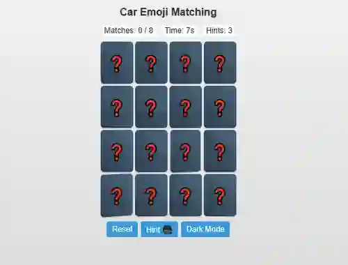 Permainan Car Emoji Matching secara online