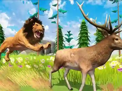 Permainan Realistic Lion Hunting Animal 2024 secara online