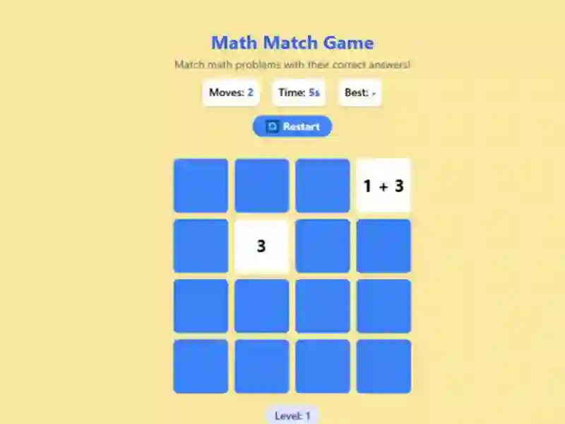 Permainan Math Match Game secara online