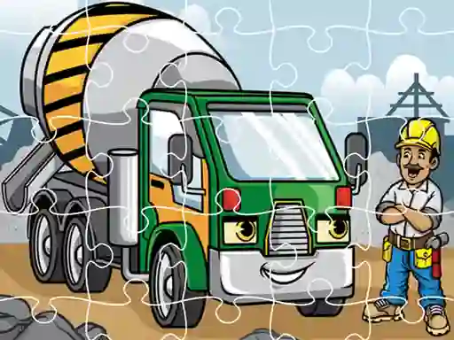 Permainan Construction Trucks Jigsaw secara online