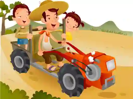 Permainan Cartoon Tractor Puzzle secara online