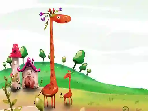 Permainan Cartoon Giraffe Puzzle secara online