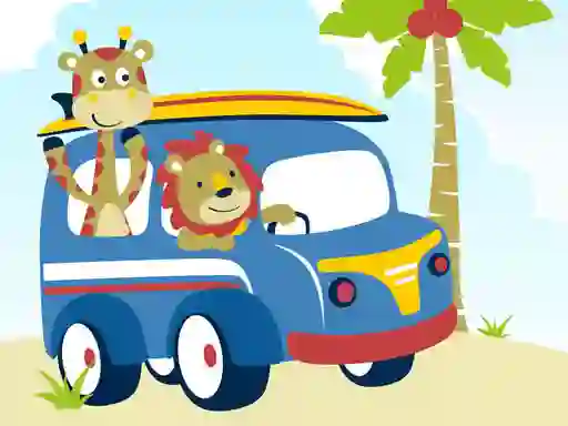 Permainan Cute animals with cars difference secara online