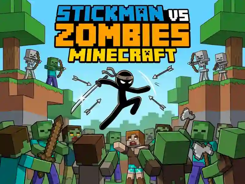 Permainan Stickman vs Zombies Minecraft secara online