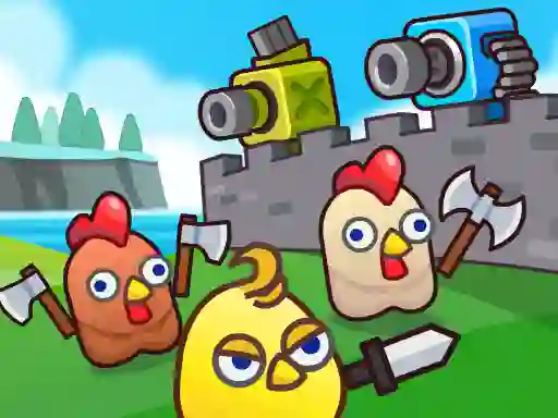 Permainan Merge Cannon: Chicken Defense secara online