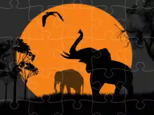 Permainan Elephant Silhouette Jigsaw secara online