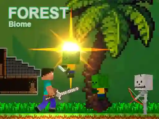 Permainan Noob vs Zombies - Forest biome secara online
