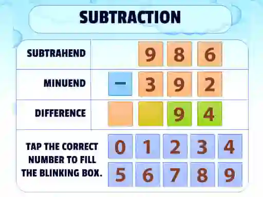 Permainan Subtraction Practice secara online