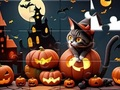Permainan Teka-teki Jigsaw: Kucing Halloween  secara online