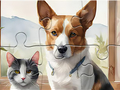 Permainan Puzzle Jigsaw: Lukisan Cat Minyak Anjing dan Kucing  secara online