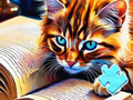 Permainan Puzzle Jigsaw: Membaca Kucing  secara online