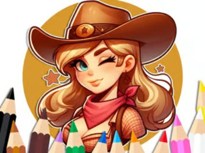 Permainan Buku mewarnai: Cowgirl  secara online