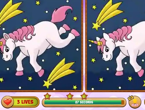 Permainan Unicorn menemukan perbedaannya  secara online