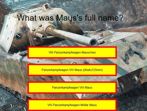 Permainan Kuis Tank: Maus  secara online