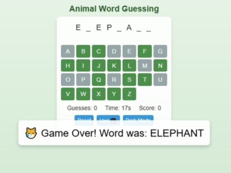 Permainan Game Menebak Kata Hewan  secara online