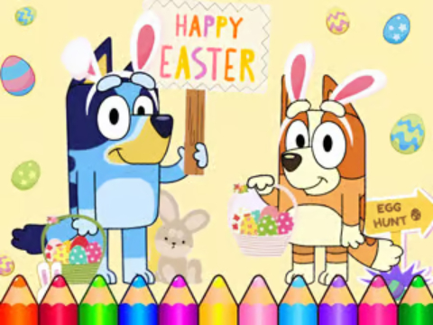 Permainan Buku Mewarnai: Bluey Happy Easter  secara online