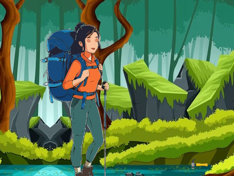 Permainan Gadis mencapai tujuan hiking secara online